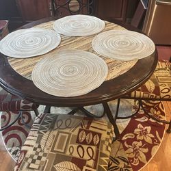 Dining room Set with 4 Chairs( Wood Trim) with matching round rug