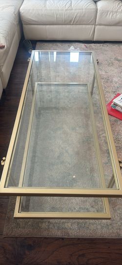 glass gold coffee table and side table set