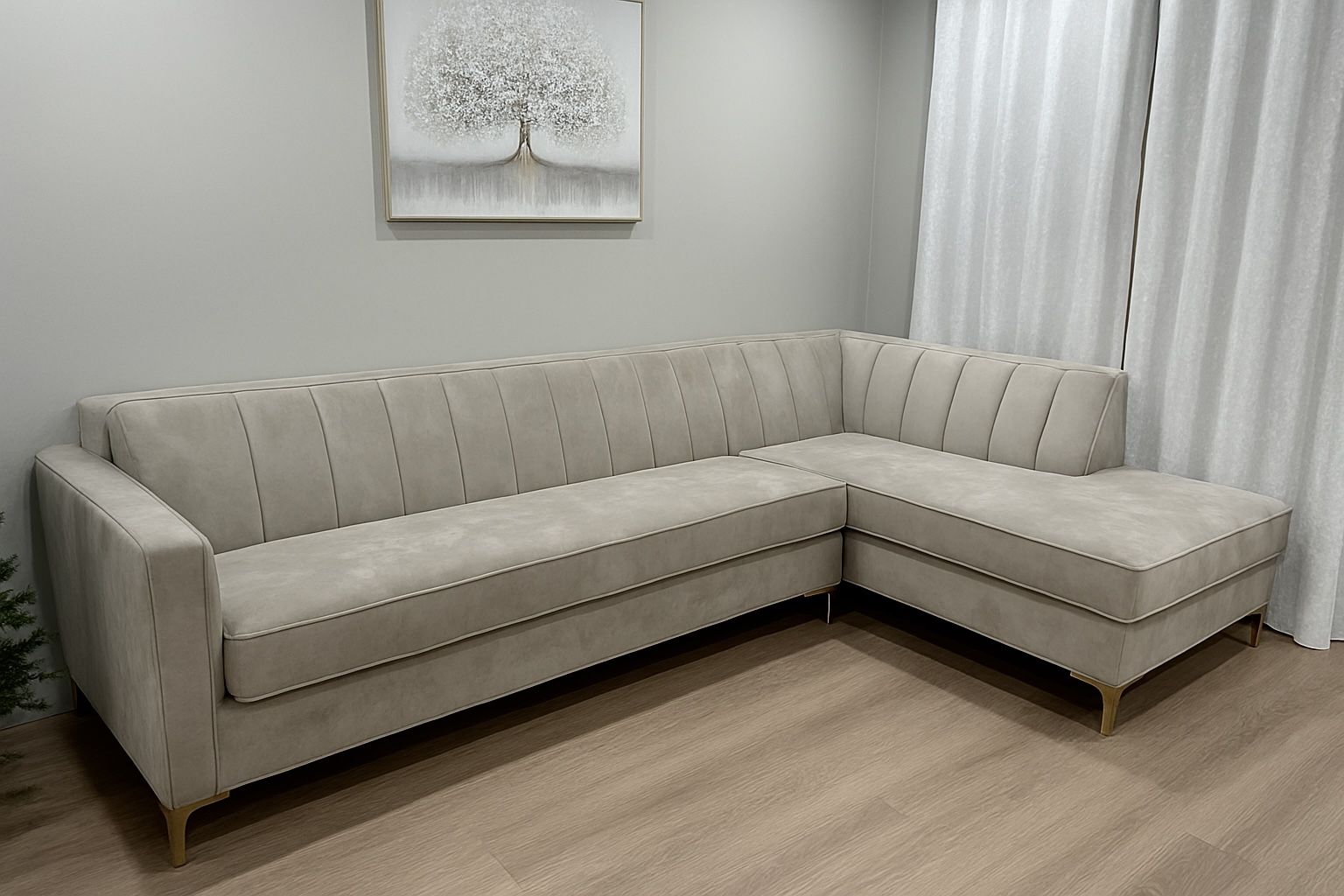 2 Piece Sectional Sofa Couch (Velvet)