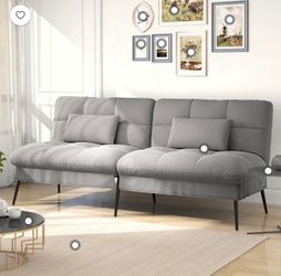 Convertible Futon Sofa Bed, Gray