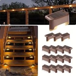 Solar Deck Lights Outdoor 16 Pack, Solar Step Lights Waterproof Led Solar lights for Outdoor Stairs, Step , Fence, Yard, Patio, and Pathway(Warm White