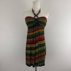 BODY CENTRAL Y2K Multi Halter Tie Neck Beaded O Ring Strapless Tube Top Tank