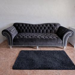 Velvet Rolled Arm Couch
