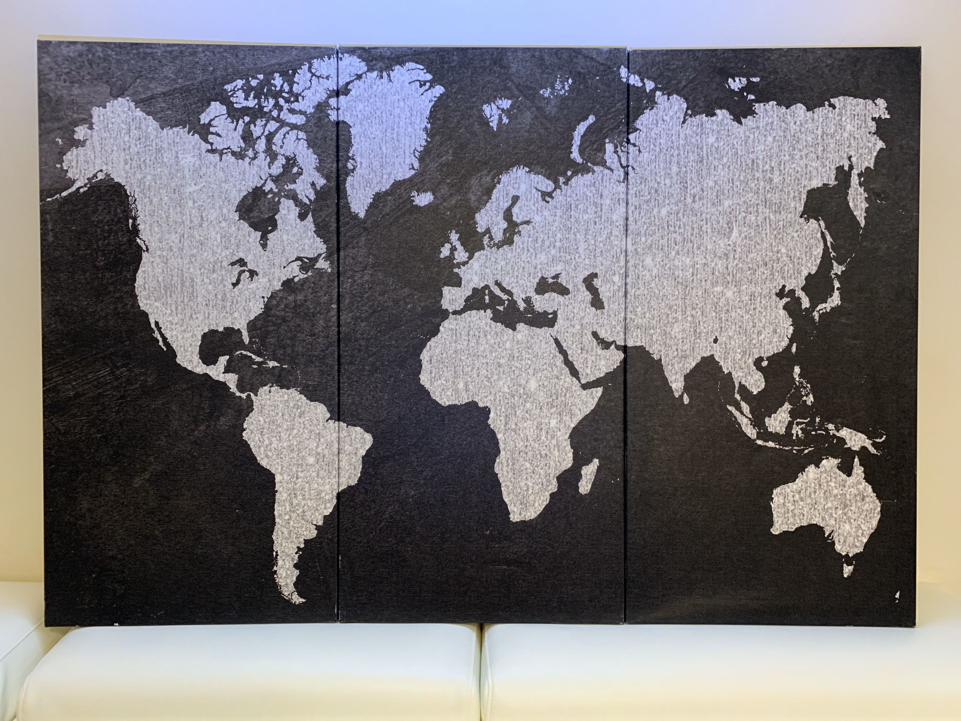 3 panel world map canvas art