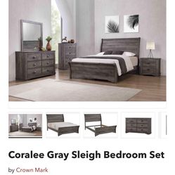 Coralee Gray Sleigh 4 Piece Queen Bedroom Set