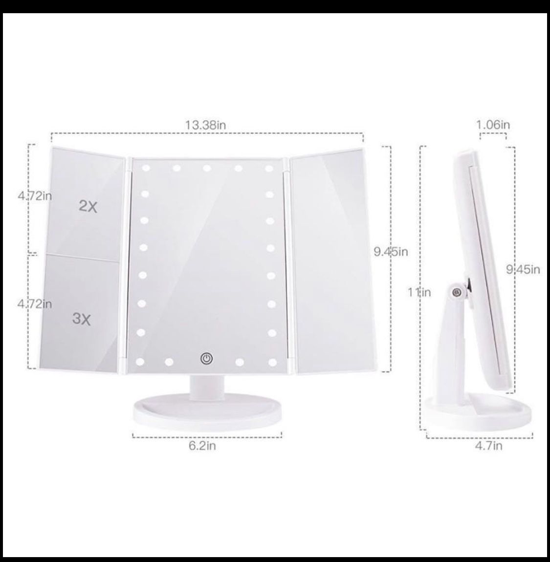 Makeup Vanity Mirror with Lights, 2X/3X Magnification, 21 Led Lighted Mirror with Touch Screen