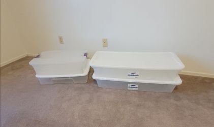 Set of 4 Plastic Underbed Storage Bins
