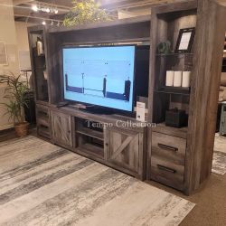 Gray Entertainment Center, TV Stand TV Console Display Cabinet