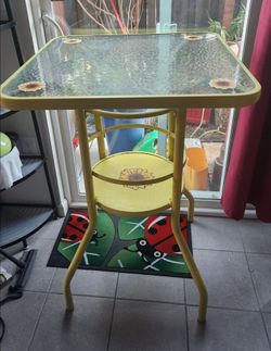 Pittsburg: 39" tall x 27" square  metal Patio Table (new paint)