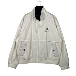 VINTAGE Gear For Sports Mens White Zip Windbreaker Jacket SZ LARGE 