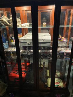 Solid oak glass cabinets with claw feet