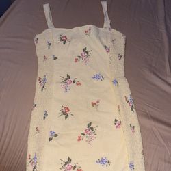 Forever 21 Yellow floral tight dress 
