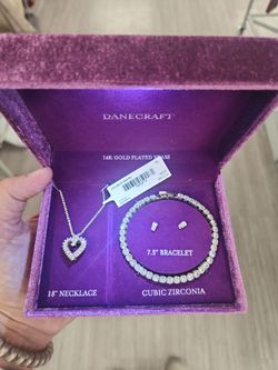 Danecraft 14K Gold Plated Cubic Zirconia Jewelry Set