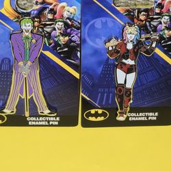 DC Comics Joker & Harley Quinn Enamel Metal Pin Combo Set 