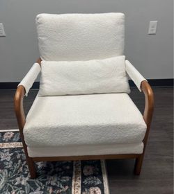 Mid-Century Modern White Boucle Chair