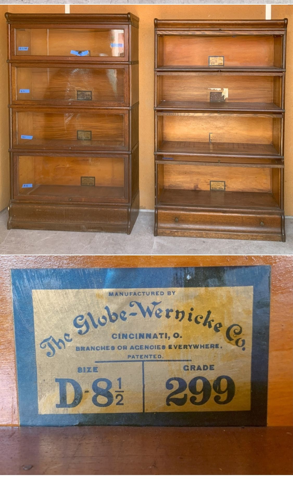 Antique Globe Wernicke Oak Bookcases