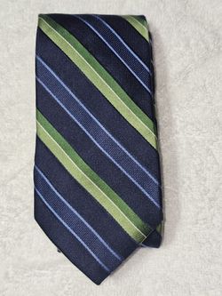 VANHEUSEN Blue Green Sripes 100% Silk Used