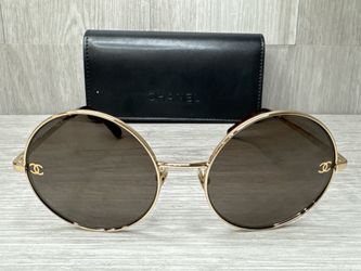 Chanel 4268 Round Metal Sunglasses Gold Tortoise With Case (A1D033281)