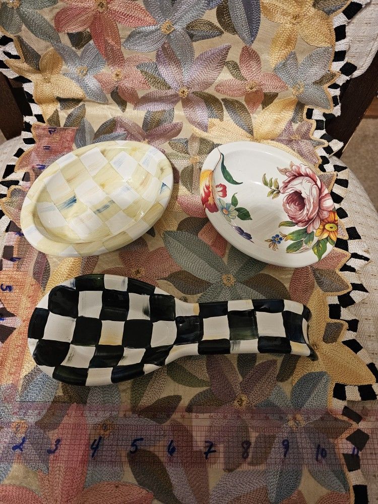 Mackenzie Childs Spoon Rest Or Soap Dishes READ DESCRIPTION