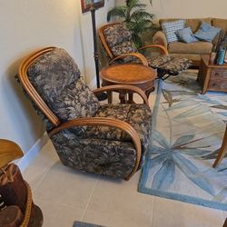 2 Rattan Reclining Chairs 