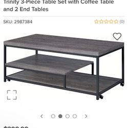 3-Piece Table Set with Coffee Table and 2 End Tables 