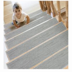 Stair Treads Non Slip for Wooden Steps Indoor 9" x 30" 15 Pack Extra Wide Stair Tread Carpet Stairs Runner, Step Pads with Reusable Adhesive for Dogs 