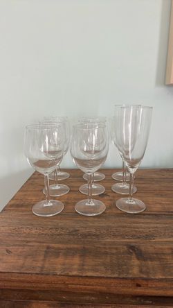 Free! 7 wine glasses and 2 champagne glasses