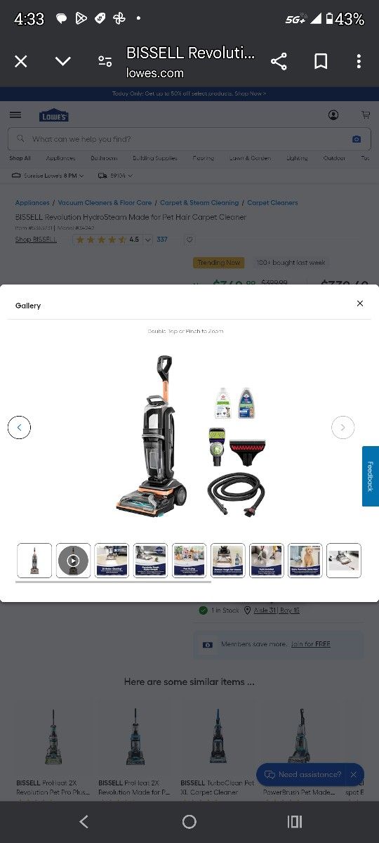 BRAND NEW BISSELL REVOLUTION HYDRO STEAMER Carpet Cleaner