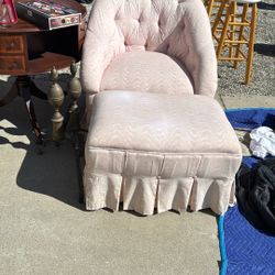 Pink Ottoman And Chair 