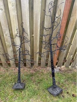Two Black Decor Trees.  Used for Halloween and Christmas.