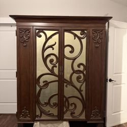 Bedroom Vanity - American Drew Furniture Jessica Mcclintock Couture - Mink Dressing Armoire With Castered Stool - Mink