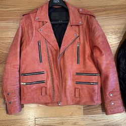 Men’s Leather Biker Jacket Size Large