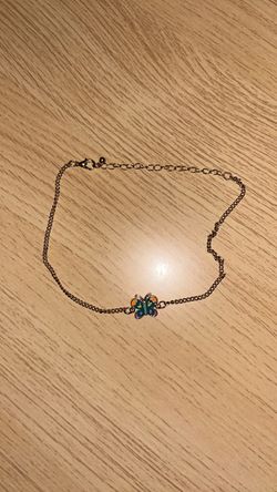 Silver Chain Choker/Necklace with Butterfly Charm