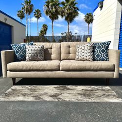 Gray Mid Century Modern Tufted Sofa