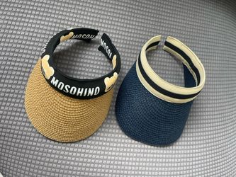 Straw Sun Visor Hats for Kids Embroidered Boys and Girls Wide Brim Hat
