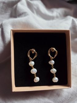 Pandora 14k gold-plated, pearl drop earrings