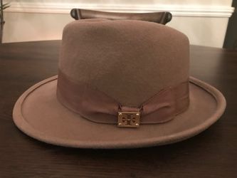 Tory Burch Brown Wool Hat with Orange Logo Tag