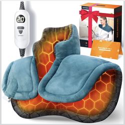 Graphene-Infused Heating Pad 3X Deeper Pain Relief, Weighted Instant Heating Pads for Neck and Shoulders, Heated Wrap w/ 6 Heat Options 4 Auto-Off Tim