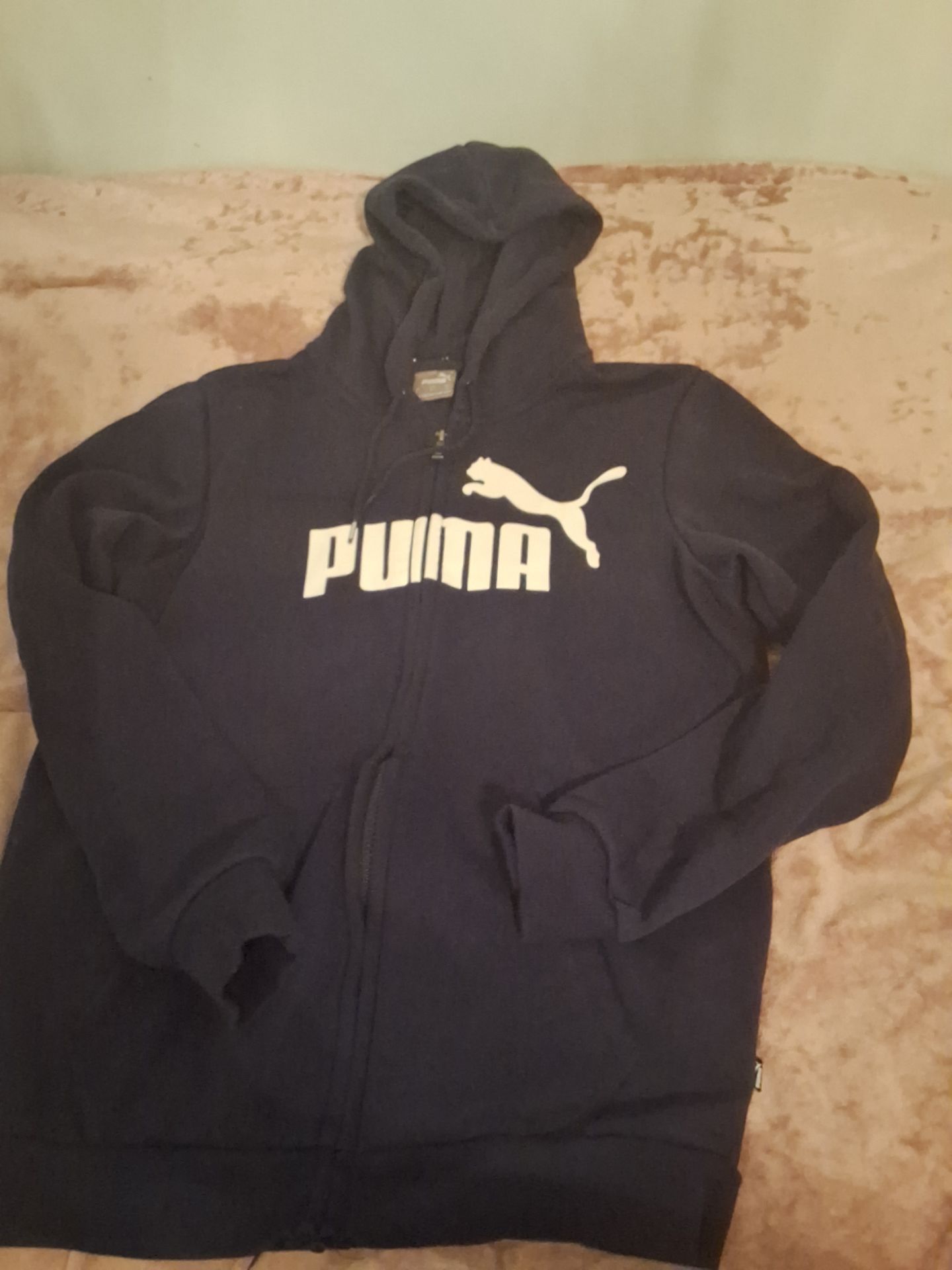 Dark blue puma jacket zip up with hoodie