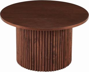 Modern Round Coffee Table with T-Shaped Pedestal Base, Stylish Minimalist Living Room Center Table
