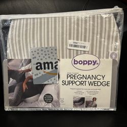 New Boppy Pregnancy Wedge Pillow w Removable Jersey Pillow Cover | Gray white 
