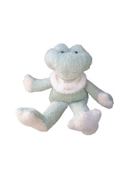 Vintage Boyds Bears Green Plush Frog Stuffed Animal Toy Rattle Paddies Bib Ribbit 12in