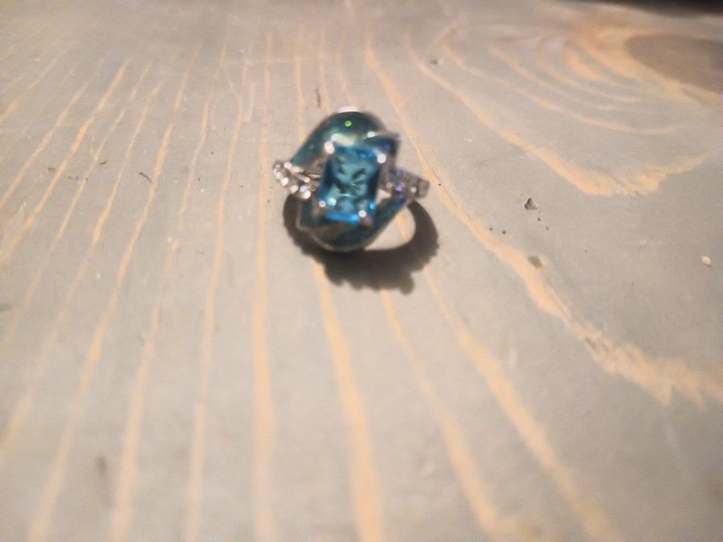Sterling Silver Aquamarine Ring For Sale