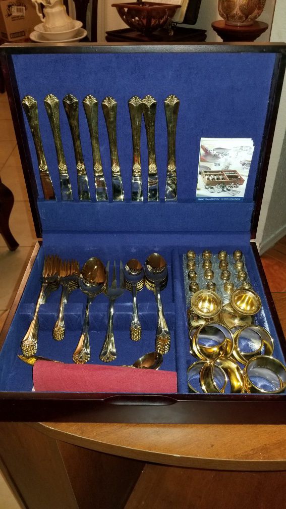 71 piece gold plated flatware by International Silver Company