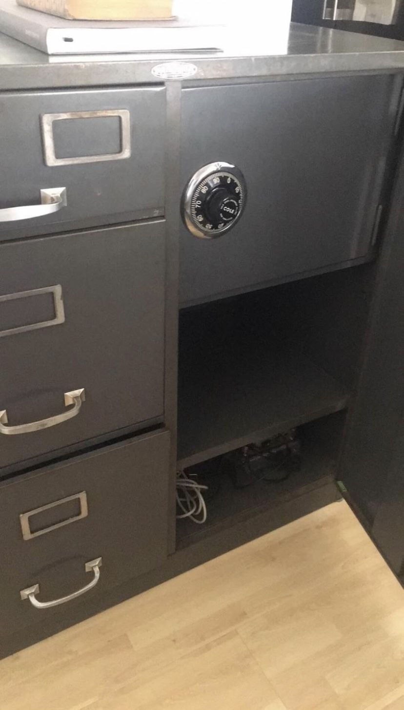 Vintage Cole Steel Filing Cabinet with Combination Safe