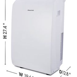 A/C Hisense 8000 BTU DOE 115-Volt Vented Medium Room Smart Portable Air Conditioner Remote