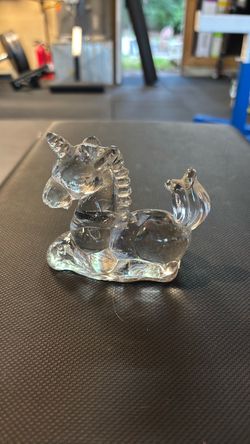 Vintage Clear Pressed Glass Sitting Unicorn Figurine or Paperweight