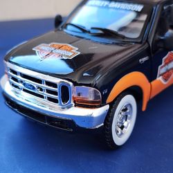 Die Cast Metal- 1999 Ford F-350 Super Duty Pick Truck w/a 1936  "El Knucklehead Motorcycle  Harley Davidson" -New-