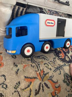 Little Tikes Vintage Blue Semi Truck Toy Tractor deals Trailer 23