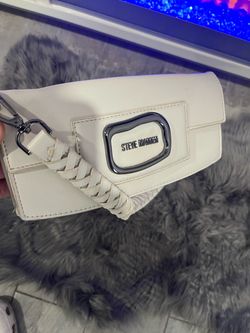Steve Madden Off-White Flap Shoulder Bag Braided Strap Gunmetal Hardware